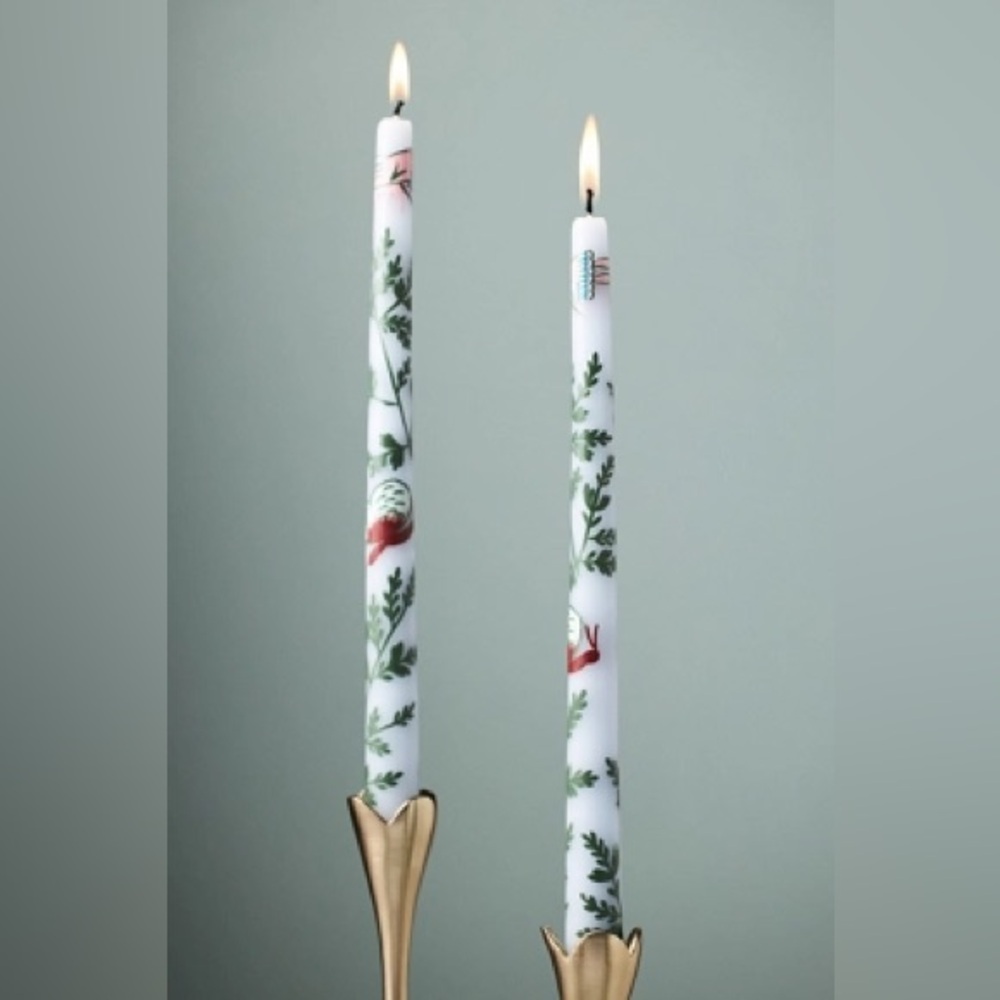 Anthropologie Gardenia Hand-painted Taper Candles, Set Of 2 - New in Box